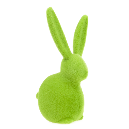 TG80591-14 Beflockter grüner Osterhase mit Satinschleife