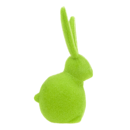 TG80591-14 Beflockter grüner Osterhase mit Satinschleife