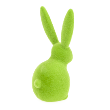 TG80591-14 Beflockter grüner Osterhase mit Satinschleife