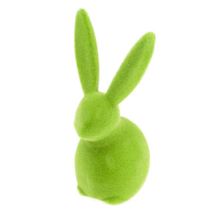 TG80591-14 Beflockter grüner Osterhase mit Satinschleife