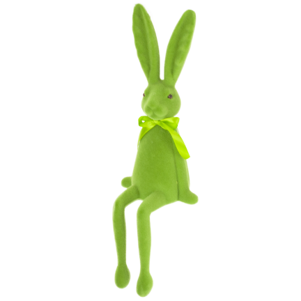 TG80618-14 Großer sitzender beflockter Hase Osterhase - grün