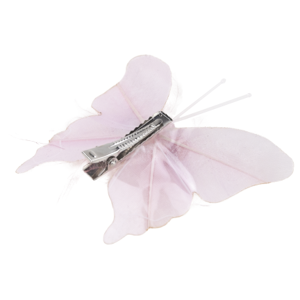 Schmetterlinge mit Clip, Dekoration für Gardinen und Vorhänge, frühlingshaft, pastellrosa, 6 Stück