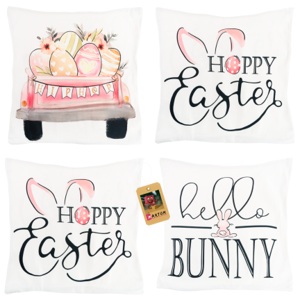 TG81305-KPL OSTERN SAMT KISSENBEZÜGE 45X45 CM 4 STÜCK DEKORATIVE HASEN