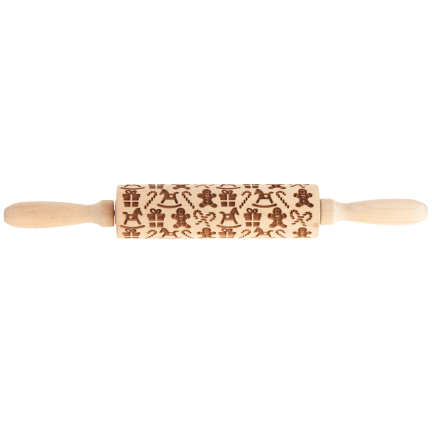 TG81336 Holz-Nudelholz mit dekorativen Weihnachtsmotiven 