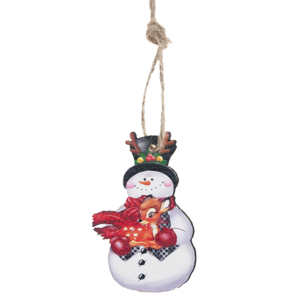 TG81338 SCHNEEMÄNNER ANHÄNGER HOLZKUGELN WEIHNACHTSDEKORATION