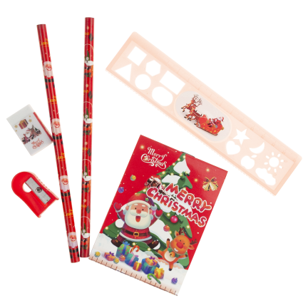 TG81339 BLEISTIFTSET NOTIZBUCH LINEAL RADIERGUMMI WEIHNACHTSWUNDER