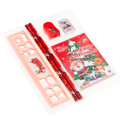 TG81339 BLEISTIFTSET NOTIZBUCH LINEAL RADIERGUMMI WEIHNACHTSWUNDER