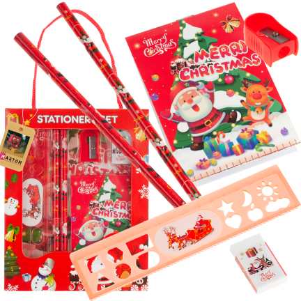 TG81339 BLEISTIFTSET NOTIZBUCH LINEAL RADIERGUMMI WEIHNACHTSWUNDER