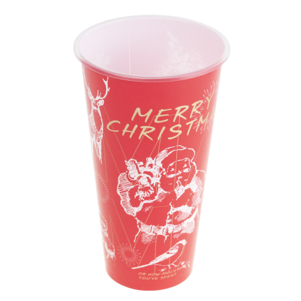 TG81343 Wiederverwendbarer Weihnachtsbecher aus Kunststoff, 450 ml, Nikolaus-Motiv