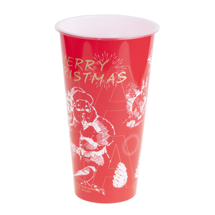 TG81343 Wiederverwendbarer Weihnachtsbecher aus Kunststoff, 450 ml, Nikolaus-Motiv
