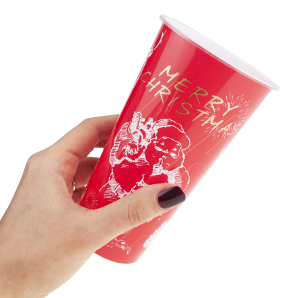TG81343 Wiederverwendbarer Weihnachtsbecher aus Kunststoff, 450 ml, Nikolaus-Motiv