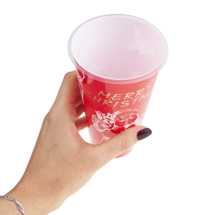 TG81343 Wiederverwendbarer Weihnachtsbecher aus Kunststoff, 450 ml, Nikolaus-Motiv
