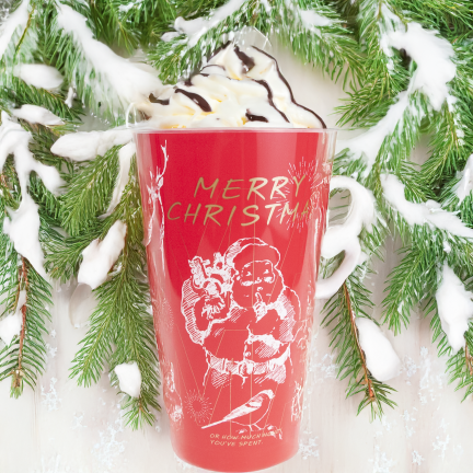 TG81343 Wiederverwendbarer Weihnachtsbecher aus Kunststoff, 450 ml, Nikolaus-Motiv