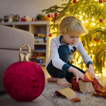 TG81471-3 Rote Weihnachtskugel aus Stoff, aufblasbar