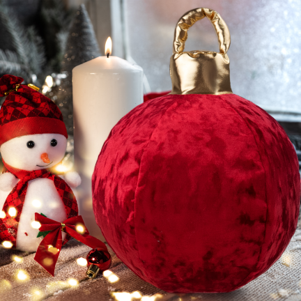 TG81471-3 Rote Weihnachtskugel aus Stoff, aufblasbar