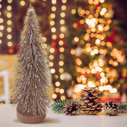 TG81561 Goldener Weihnachtsbaum mit Glitzer – elegante Weihnachtsdekoration, 26 cm