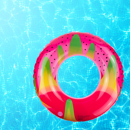 TG81876 Aufblasbares Schwimmring für den Strand, mit Fruchtmotiv, rosa, für Kinder