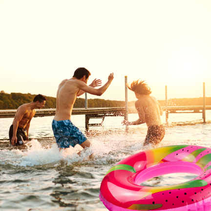 TG81876 Aufblasbares Schwimmring für den Strand, mit Fruchtmotiv, rosa, für Kinder