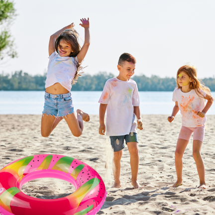 TG81876 Aufblasbares Schwimmring für den Strand, mit Fruchtmotiv, rosa, für Kinder