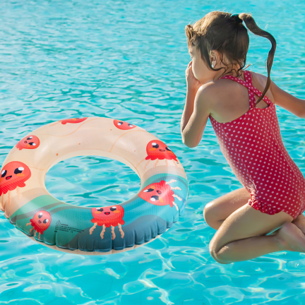 TG81877 Aufblasbarer Strandring für Kinder zum Schwimmen im Schwimmbad – Tintenfisch-Motiv