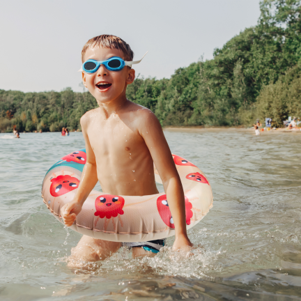 TG81877 Aufblasbarer Strandring für Kinder zum Schwimmen im Schwimmbad – Tintenfisch-Motiv