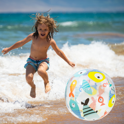 TG81879-1  bunter, durchsichtiger aufblasbarer Strandball für Kinder – Schwimmbad, Strand