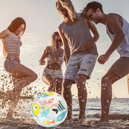 TG81879-1  bunter, durchsichtiger aufblasbarer Strandball für Kinder – Schwimmbad, Strand