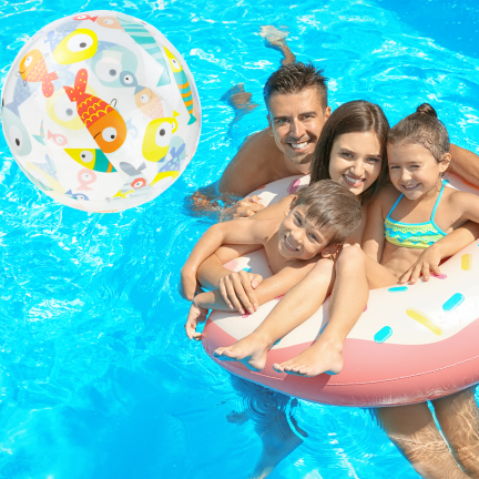TG81879-1  bunter, durchsichtiger aufblasbarer Strandball für Kinder – Schwimmbad, Strand