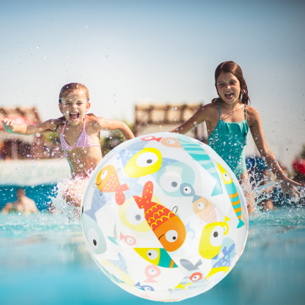 TG81879-1  bunter, durchsichtiger aufblasbarer Strandball für Kinder – Schwimmbad, Strand