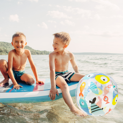 TG81879-1  bunter, durchsichtiger aufblasbarer Strandball für Kinder – Schwimmbad, Strand