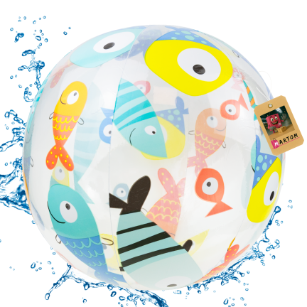 TG81879-1  bunter, durchsichtiger aufblasbarer Strandball für Kinder – Schwimmbad, Strand