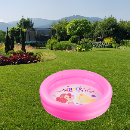 TG81881-1 Aufblasbares Kinderplanschbecken, blau, mit buntem, rosa Boden