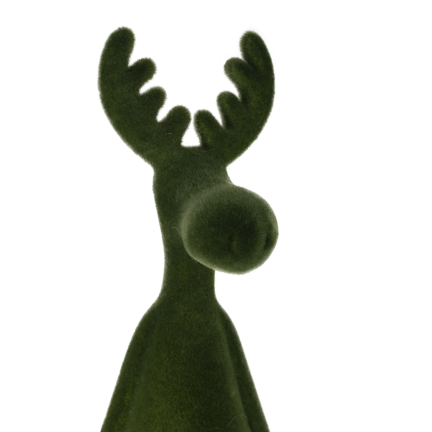 TG83729-8 – Flockiertes sitzendes Rentier als Weihnachtsdekoration