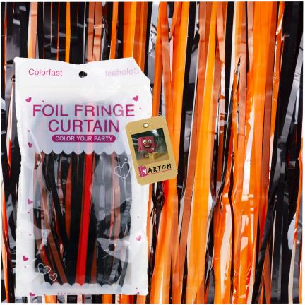 TG83766 Dekorativer Halloween-Vorhang in Schwarz und Orange