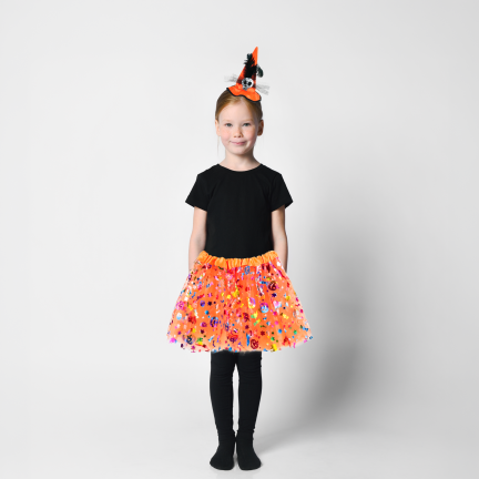 TG83794: Tüllrock für Halloween + Haarband / Fascinator