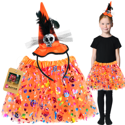 TG83794: Tüllrock für Halloween + Haarband / Fascinator