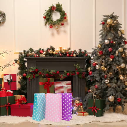 TG84244 Geschenktüten, 10 Stück, mit Weihnachtsaufklebern