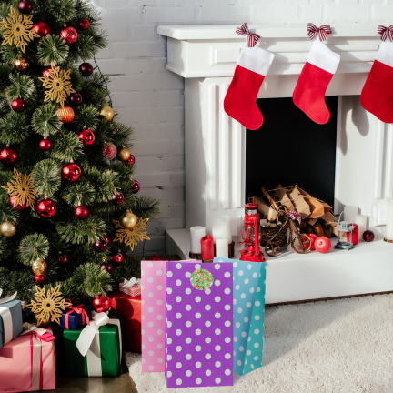TG84244 Geschenktüten, 10 Stück, mit Weihnachtsaufklebern