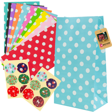 TG84244 Geschenktüten, 10 Stück, mit Weihnachtsaufklebern