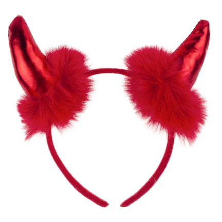 TG84488 Halloween-Horn-Stirnband mit Fellbesatz, rot