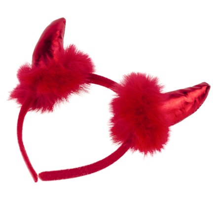TG84488 Halloween-Horn-Stirnband mit Fellbesatz, rot
