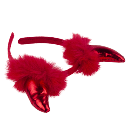 TG84488 Halloween-Horn-Stirnband mit Fellbesatz, rot