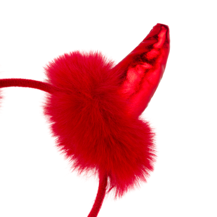 TG84488 Halloween-Horn-Stirnband mit Fellbesatz, rot