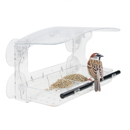 TG84725 Vogelhäuschen für das Fenster mit Saugnäpfen, transparent – Vogelhäuschen mit Dach