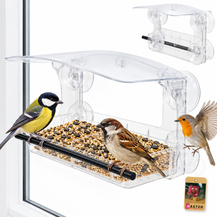 TG84725 Vogelhäuschen für das Fenster mit Saugnäpfen, transparent – Vogelhäuschen mit Dach
