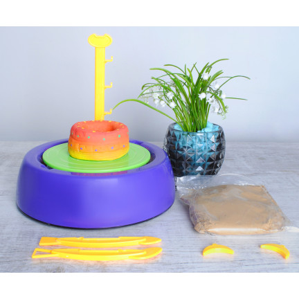 TG71197 Töpferscheibe mit Ton und Farben – Kreativ-Set für DIY-Keramik