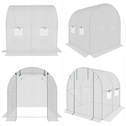 TG77606-2 GARTEN-TUNNEL GARTEN-GLASZIMMER 2x2 m Folie 4m2 PFLANZEN WEISS