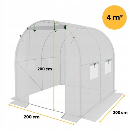 TG77606-2 GARTEN-TUNNEL GARTEN-GLASZIMMER 2x2 m Folie 4m2 PFLANZEN WEISS