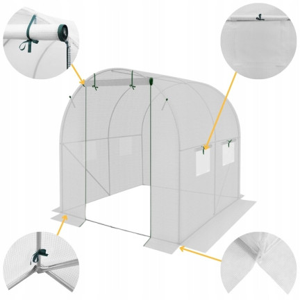 TG77606-2 GARTEN-TUNNEL GARTEN-GLASZIMMER 2x2 m Folie 4m2 PFLANZEN WEISS