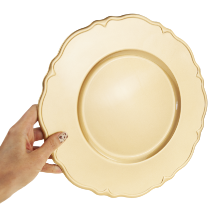 VEN8571 Unterteller, goldener Teller, Festtag, Hochzeit, Geschirr, 33 x 33 x 2 cm